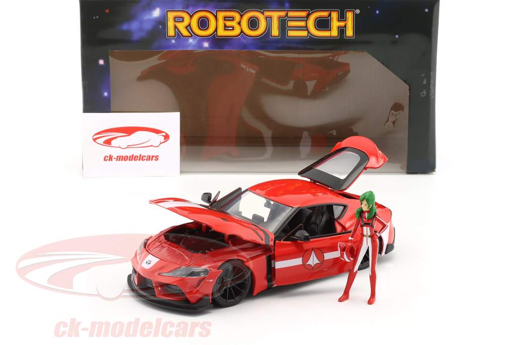 Toyota Supra MK5 TV series robotech met figuur Miriya Sterling rood 1:24 Jada Toys