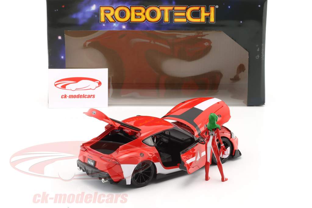 Toyota Supra MK5 TV series robotech met figuur Miriya Sterling rood 1:24 Jada Toys