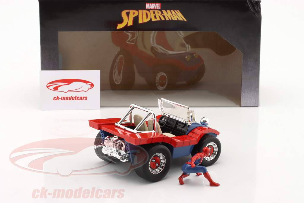 Buggy Film Spiderman mit Figur Spiderman blau / rot 1:24 Jada Toys