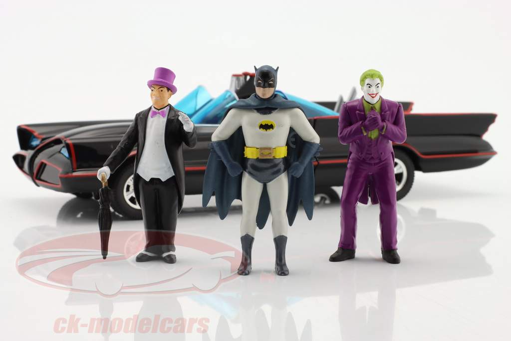 Batmobil Serie: "Batman" con caracteres hombre murciélago, Joker, Robin, pingüino 1:24 Jada Toys