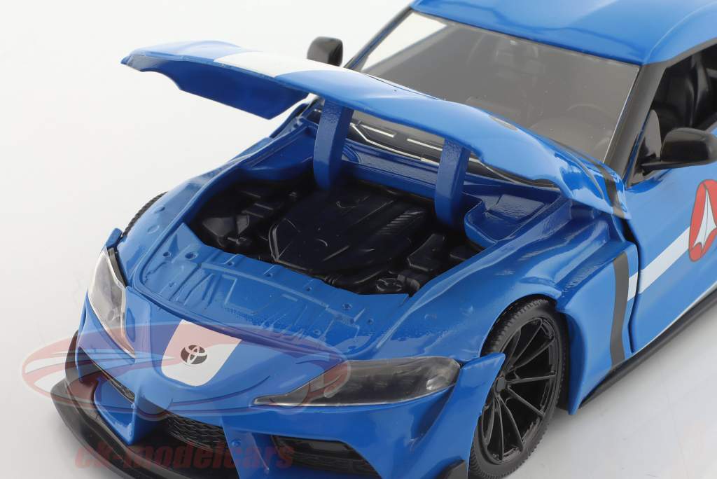 Toyota Supra MK5 TV serier robotteknologi med figur Max Sterling blå 1:24 Jada Toys