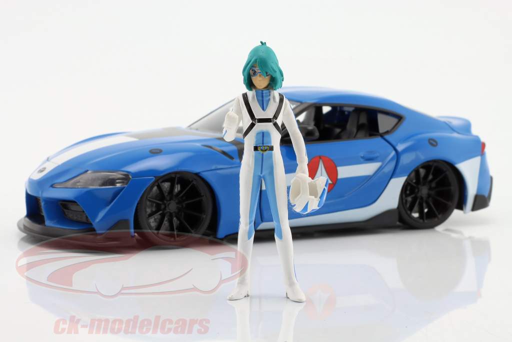 Toyota Supra MK5 Series de Televisión robotech con figura Max Sterling azul 1:24 Jada Toys