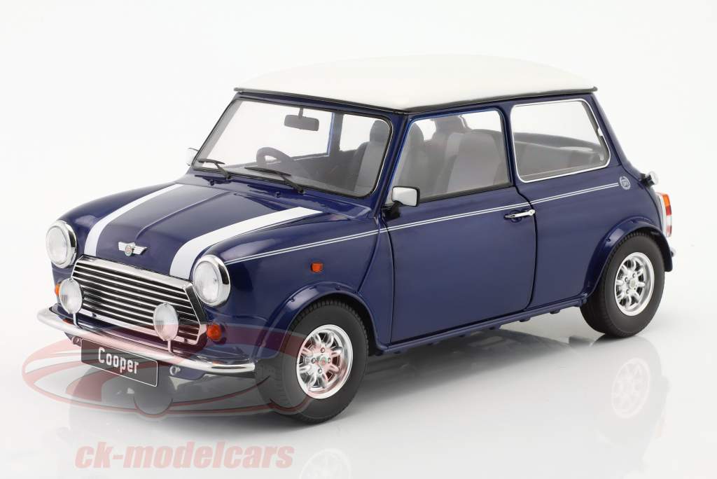 Mini Cooper blå metallisk / hvid RHD 1:12 KK-Scale