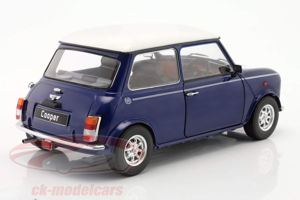 Mini Cooper blå metallisk / hvid RHD 1:12 KK-Scale
