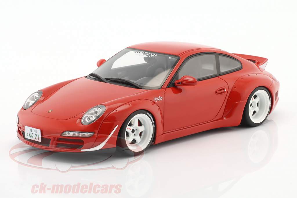 Porsche 911 RWB Rauh-Welt Body Kit Aka Phila 2021 rood 1:18 GT-Spirit