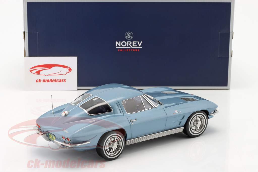 Chevrolet Corvette Stingray Anno di costruzione 1963 Azzurro metallico 1:18 Norev