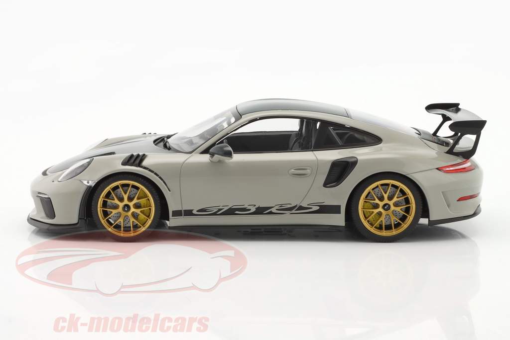 Porsche 911 (991 II) GT3 RS Weissach-Paket 2019 kreide / goldene Felgen 1:18 Minichamps