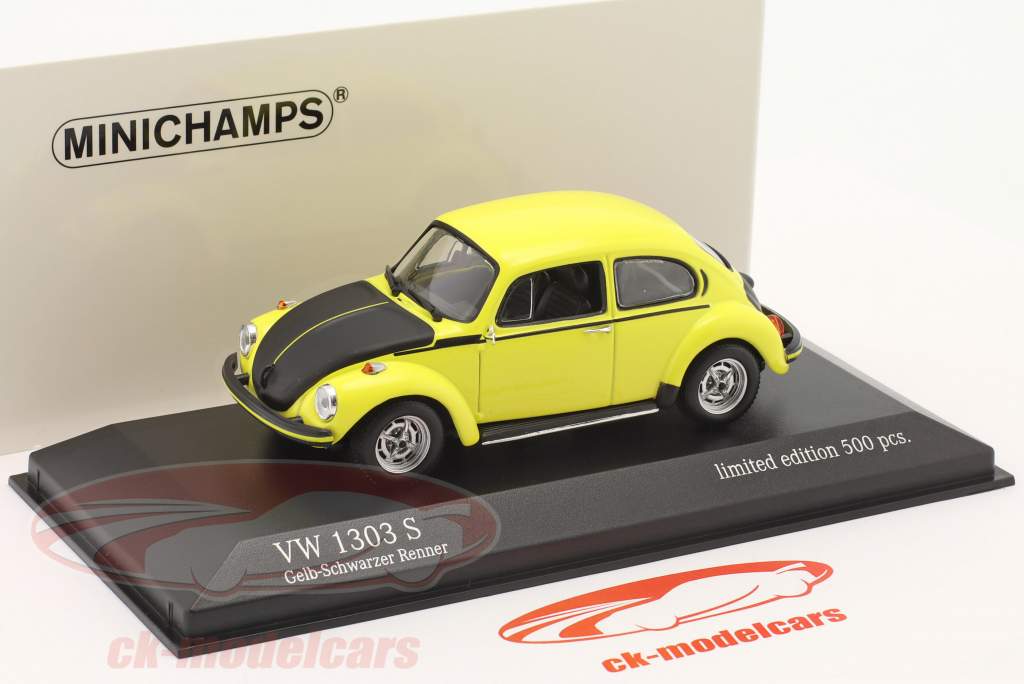 Volkswagen VW 甲虫 1303 S 建设年份 1973 黄黑色 赛车手 1:43 Minichamps