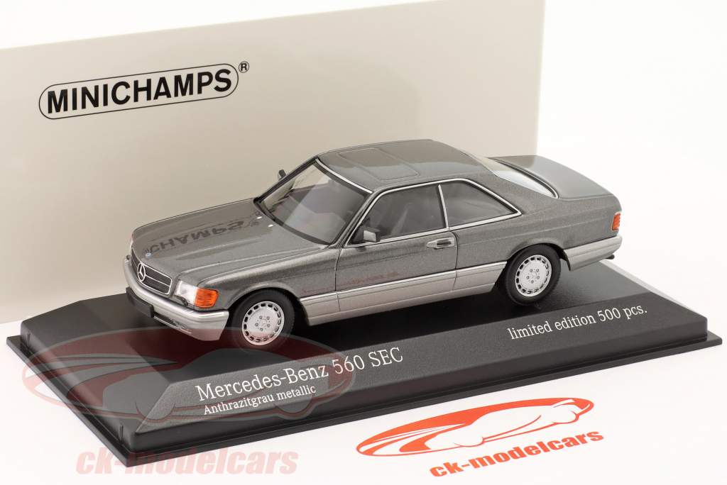 Mercedes-Benz 560 SEC (C126) Byggeår 1986 antracitgrå metallisk 1:43 Minichamps