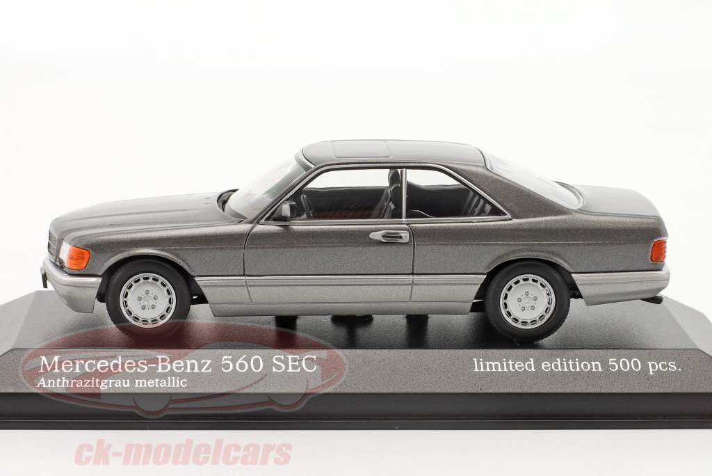 Mercedes-Benz 560 SEC (C126) year 1986 anthracite grey metallic 1:43 Minichamps