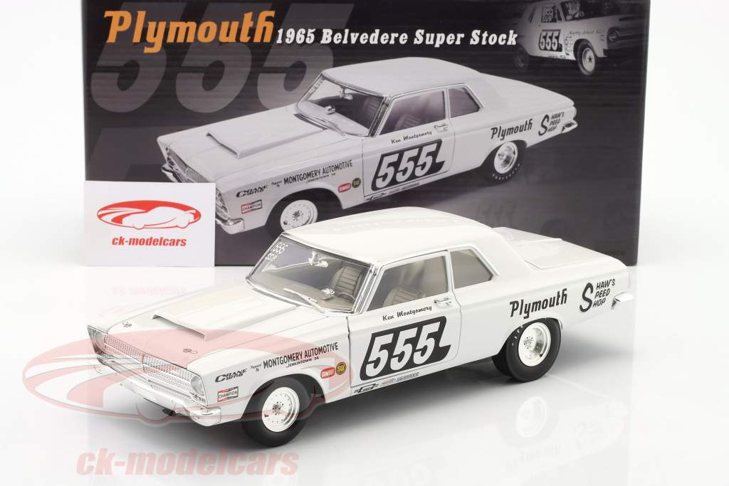 Plymouth Belvedere Super Stock 1965 #555 white 1:18 GMP