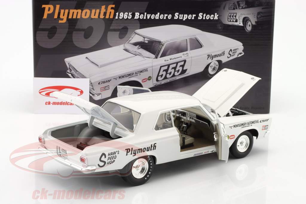 Plymouth Belvedere Super Stock 1965 #555 hvid 1:18 GMP