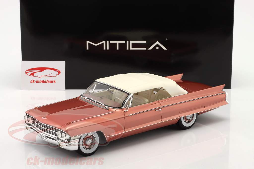 Cadillac Eldorado Biarritz Cabrio Closed Byggeår 1962 knaldrød metallisk 1:18 Mitica