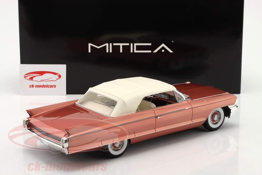 Cadillac Eldorado Biarritz Cabrio Closed Byggeår 1962 knaldrød metallisk 1:18 Mitica