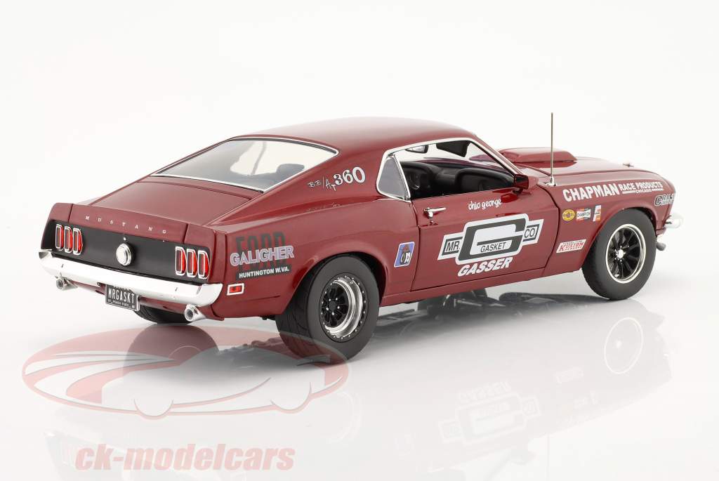 Ford Mustang Boss 429 Mr. Gasket Drag Outlaws 1969 rojo 1:18 GMP