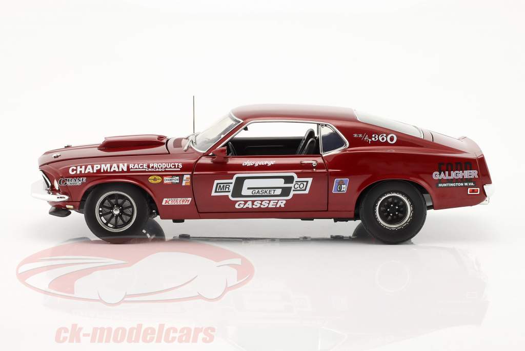 Ford Mustang Boss 429 Mr. Gasket Drag Outlaws 1969 rojo 1:18 GMP