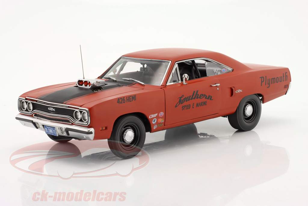 Plymouth GTX Drag Car Southern Speed & Marine 1970 rosso marrone 1:18 GMP