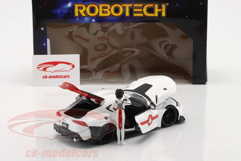 Toyota Supra 2020 com figura Rick Hunter séries de TV Robotech 1:24 Jada Toys