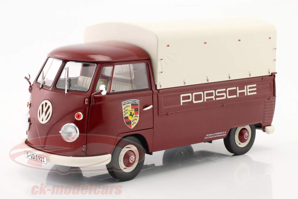 Volkswagen VW T1 Pick-Up Porsche Service 1950 rojo oscuro 1:18 Solido