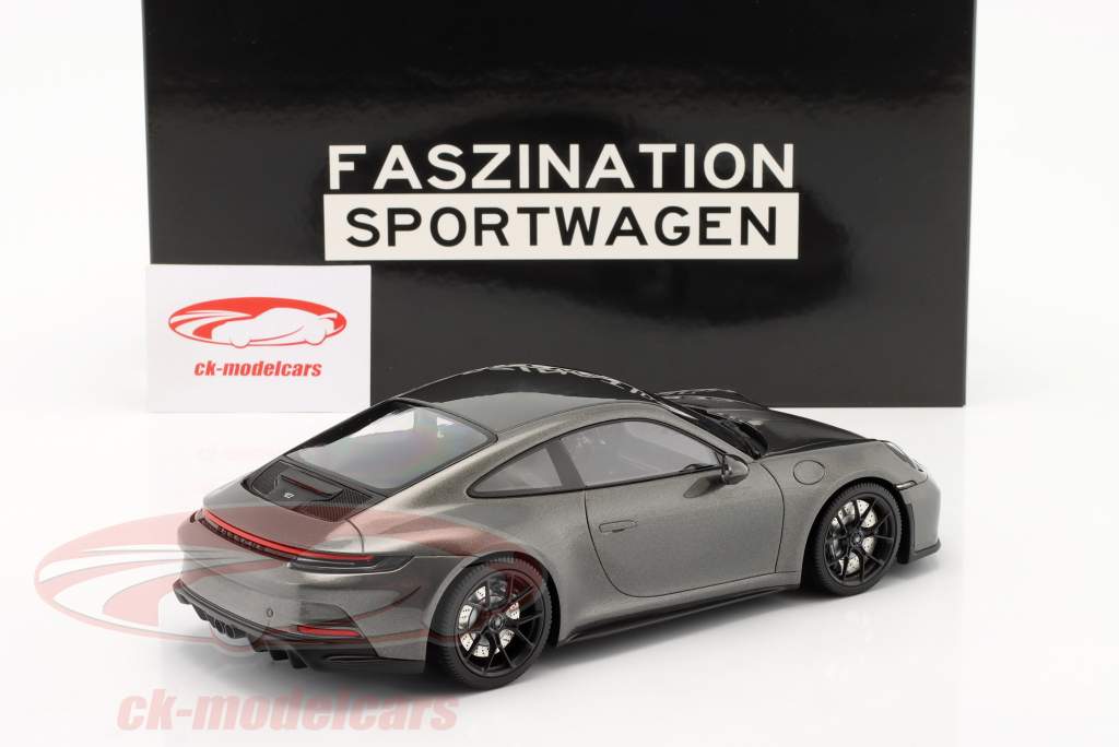 Porsche 911 (992) GT3 Touring 2022 agaat grijs metalen / zwart velgen 1:18 Minichamps