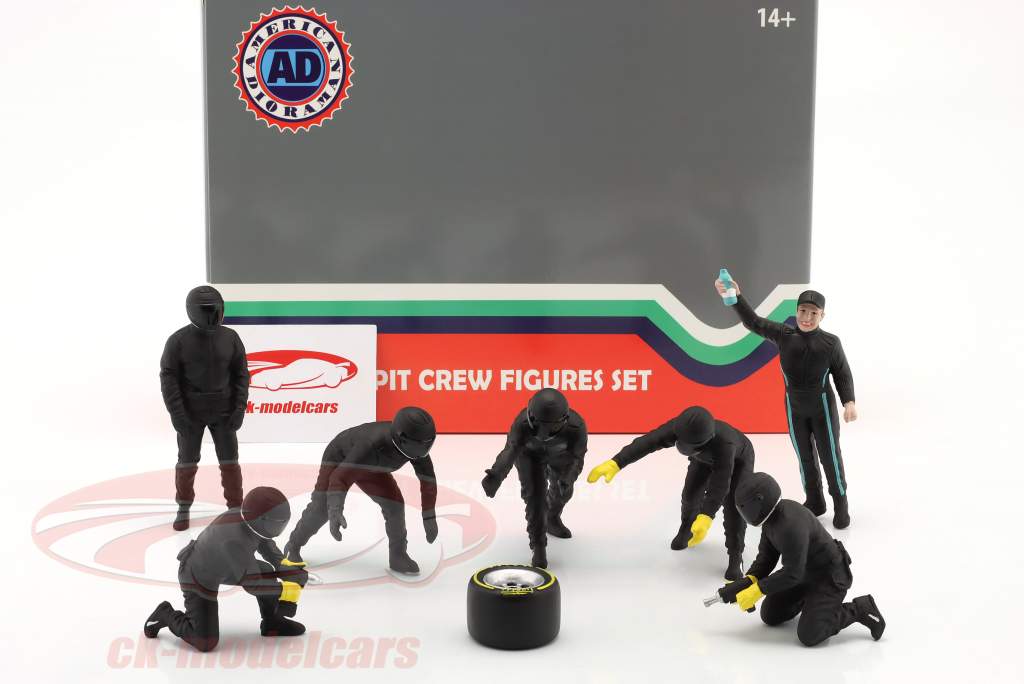 formule 1 Pit Crew figurenset #3 team Zwart 1:18 American Diorama