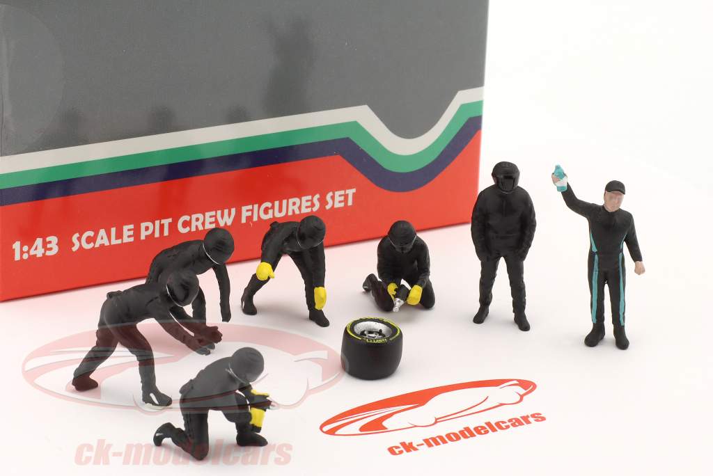 方式 1 Pit Crew フィギュアセット #3 チーム 黒 1:43 American Diorama