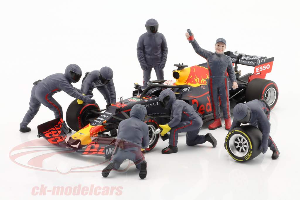 Fórmula 1 Pit Crew conjunto de figuras #3 equipe Azul 1:18 American Diorama