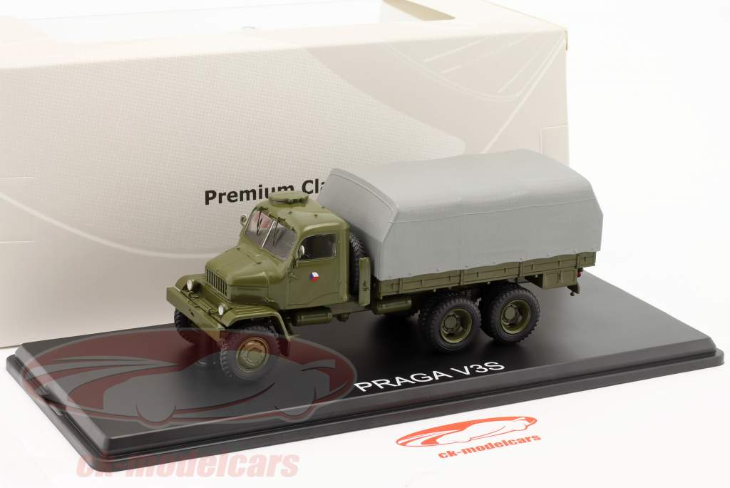 Praga V3S camión de plataforma con lona vehículo militar aceituna 1:43 Premium ClassiXXs