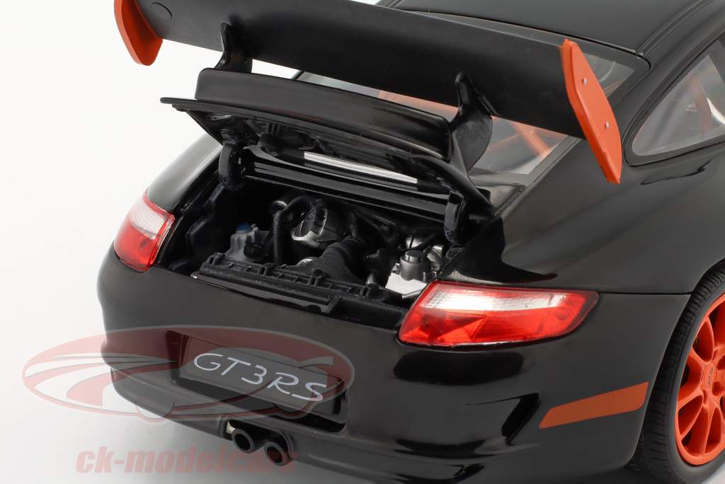 Porsche 911 997 GT3 RS – AUTOart 1/12, Noir/orange, Modèle 12116, Occasion