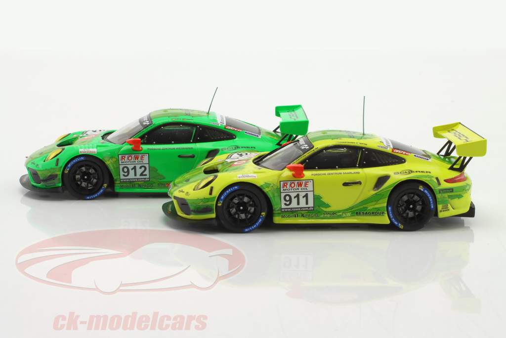 Porsche 911 GT3 R #911 & #912 Manthey Grello 2 Car Set VLN Nürburgring 2019 1:43 Ixo