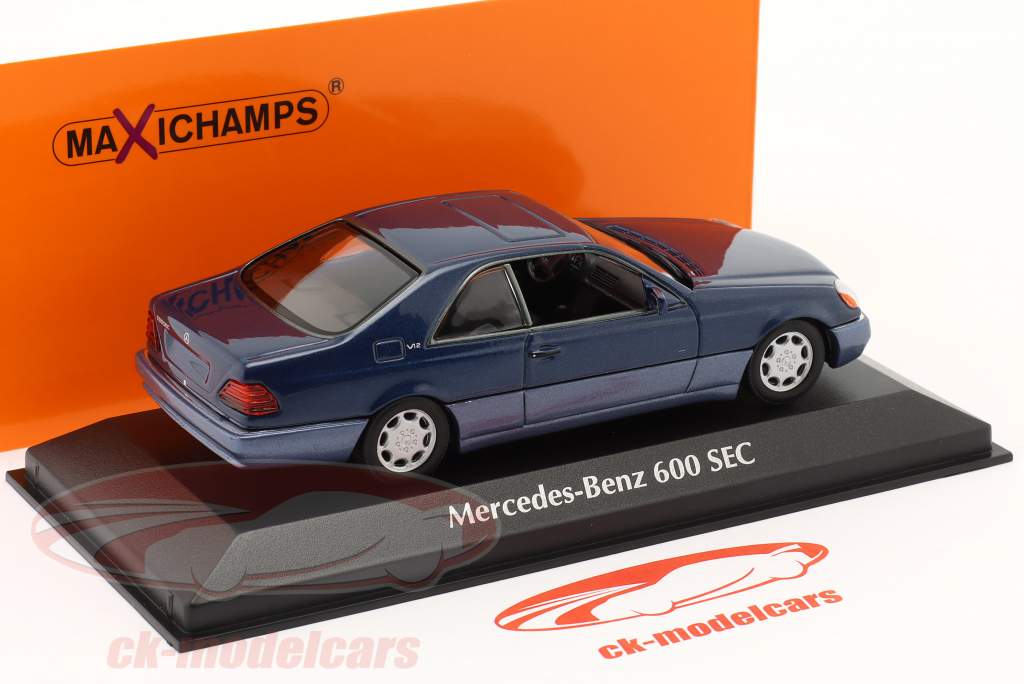 Mercedes-Benz 600 SEC Coupe Année de construction 1992 bleu métallique 1:43 Minichamps