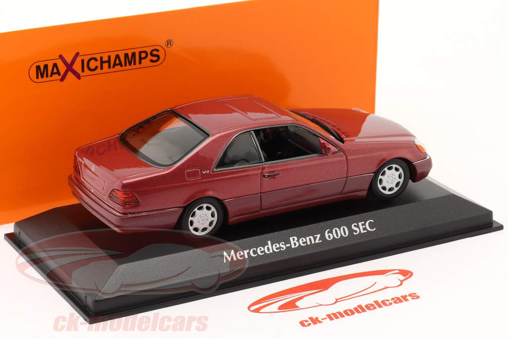 Mercedes-Benz 600 SEC Coupe Año de construcción 1992 rojo metálico 1:43 Minichamps
