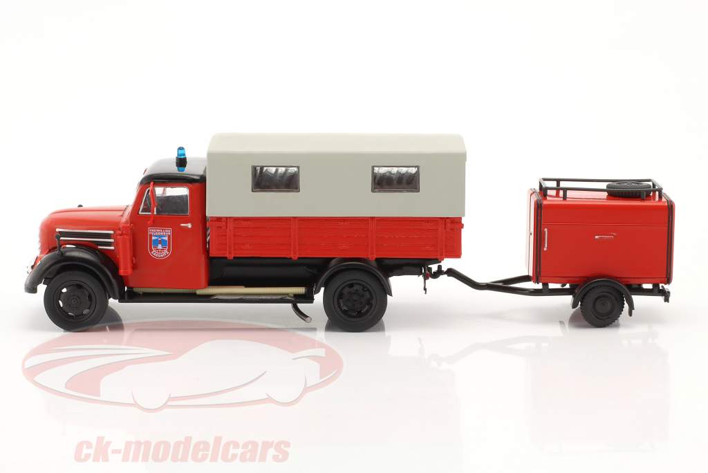 Robur Garant 30K Feuerwehr Mannschaftswagen mit Anhänger 1:43 Altaya