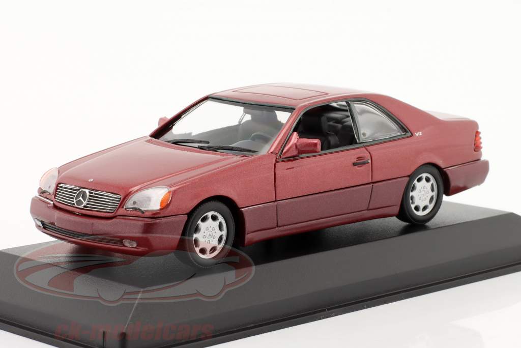 Mercedes-Benz 600 SEC Coupe Byggeår 1992 rød metallisk 1:43 Minichamps