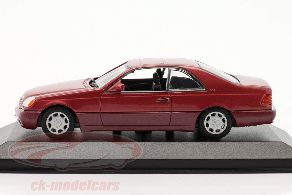 Mercedes-Benz 600 SEC Coupe Bouwjaar 1992 rood metalen 1:43 Minichamps