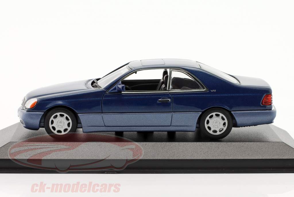 Mercedes-Benz 600 SEC Coupe Byggeår 1992 blå metallisk 1:43 Minichamps