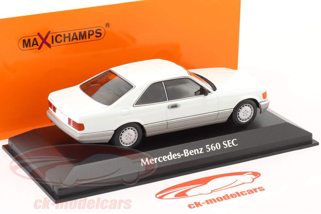 Mercedes-Benz 560 SEC (C126) Année de construction 1986 blanc 1:43 Minichamps