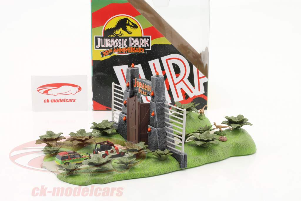 Jurassic Park 30th Anniversary Nano Scene with 2 cars Jada Toys