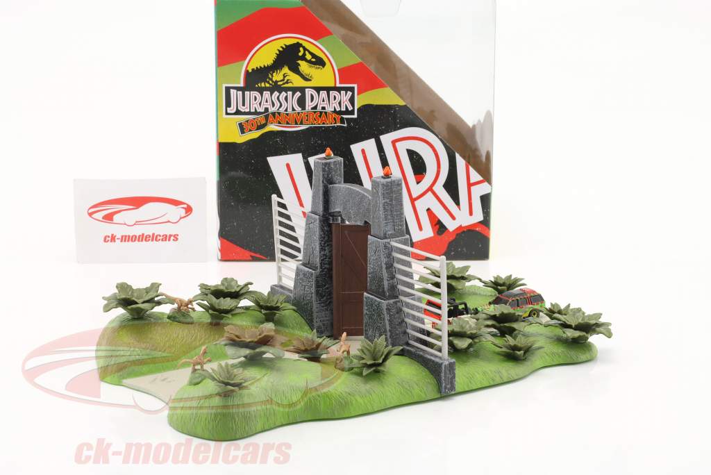Jurassic Park 30 Aniversario Nano Scene con 2 carros Jada Toys