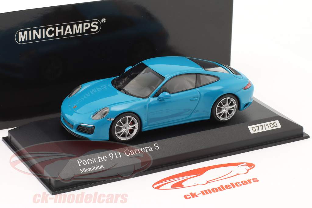 Porsche 911 (991.2) Carrera S 建设年份 2018 迈阿密 蓝色的 1:43 Minichamps