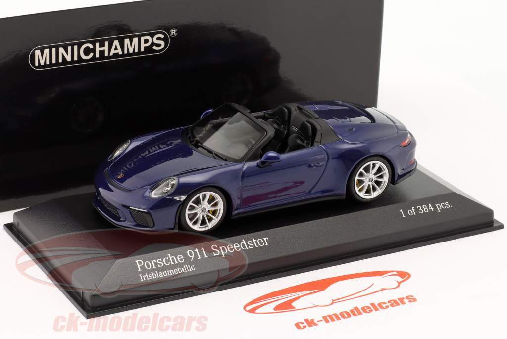 Porsche 911 (991) Speedster Bouwjaar 2019 iris blauw metalen 1:43 Minichamps