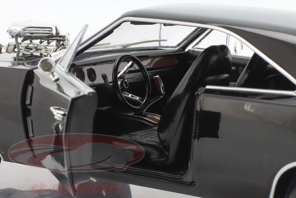 Dodge Charger Blown Engine Baujahr 1970 schwarz 1:18 Greenlight