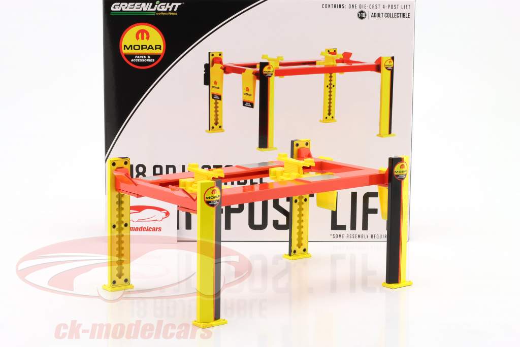 Ajustable de cuatro postes elevar Mopar Parts amarillo / rojo 1:18 Greenlight