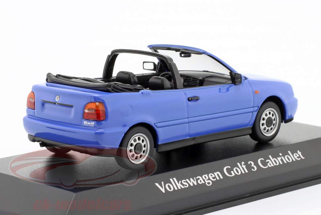 Volkswagen VW Golf III convertible Año de construcción 1997 azul 1:43 Minichamps