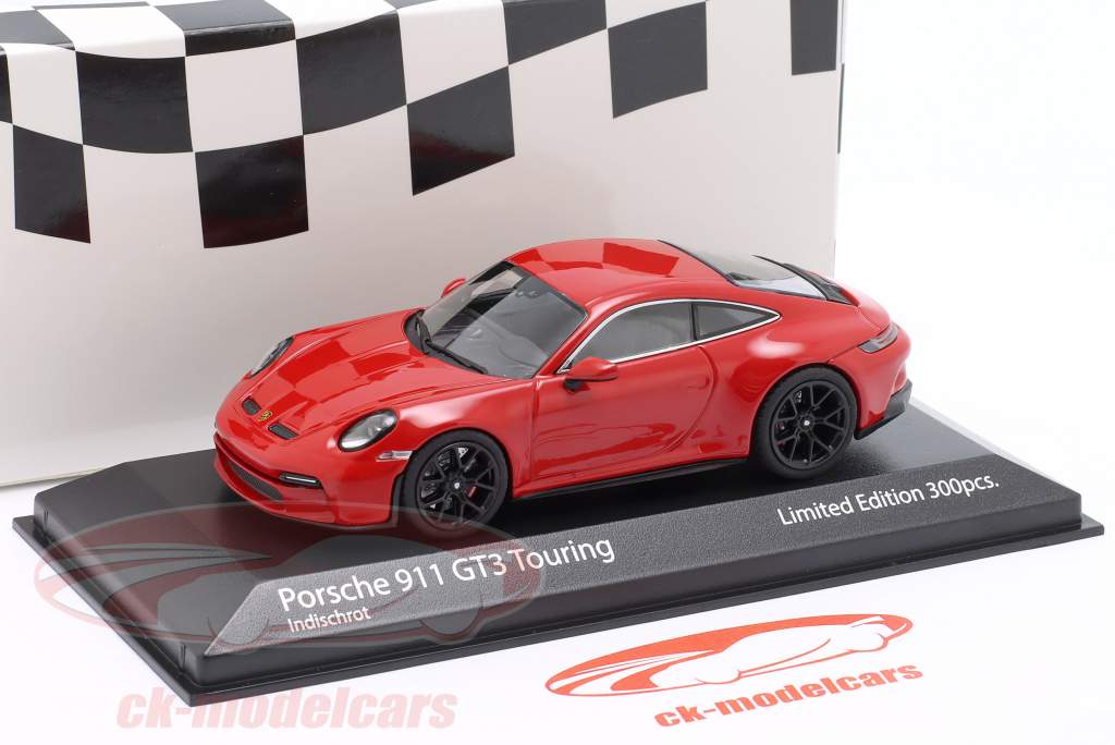 Porsche 911 (992) GT3 Touring 2021 Indian red / black rims 1:43 Minichamps