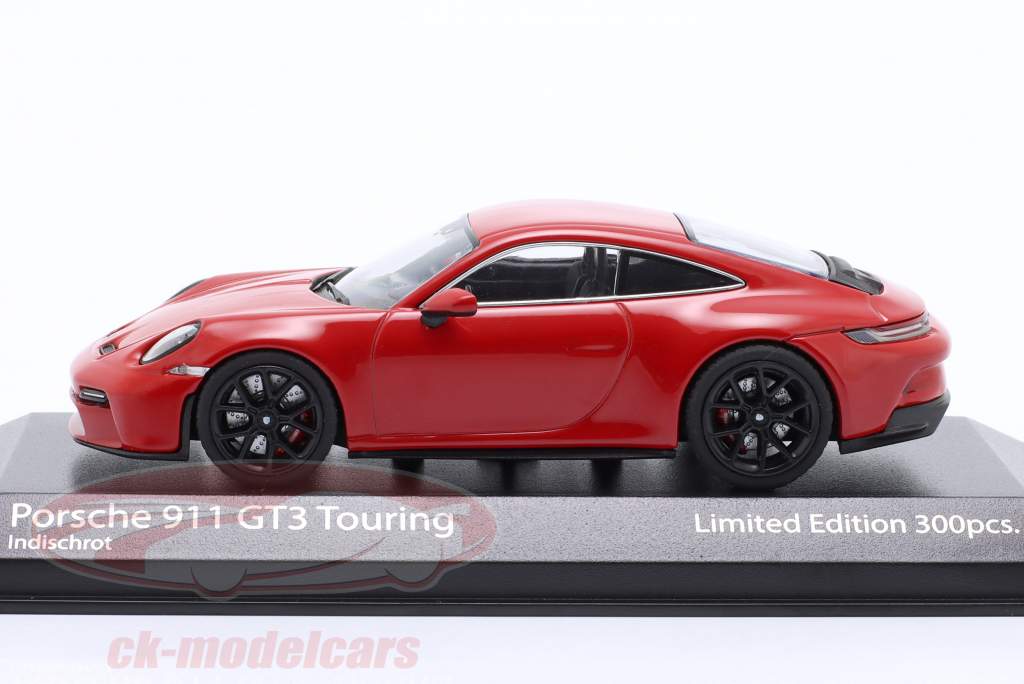 Porsche 911 (992) GT3 Touring 2021 Indian red / black rims 1:43 Minichamps