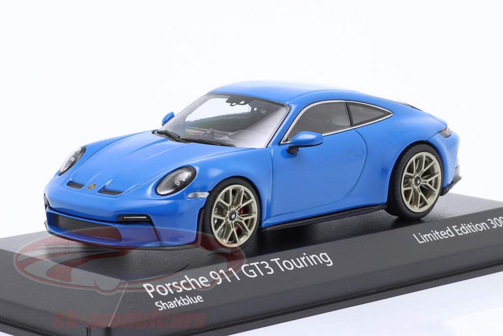 Porsche 911 (992) GT3 Touring 2021 鲨鱼 蓝色的 / 金的 轮辋 1:43 Minichamps