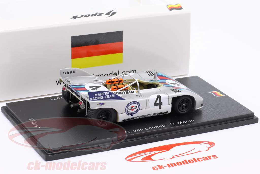 Porsche 908/03 #4 第三名 1000km Nürburgring 1971 van Lennep, Marko 1:43 Spark