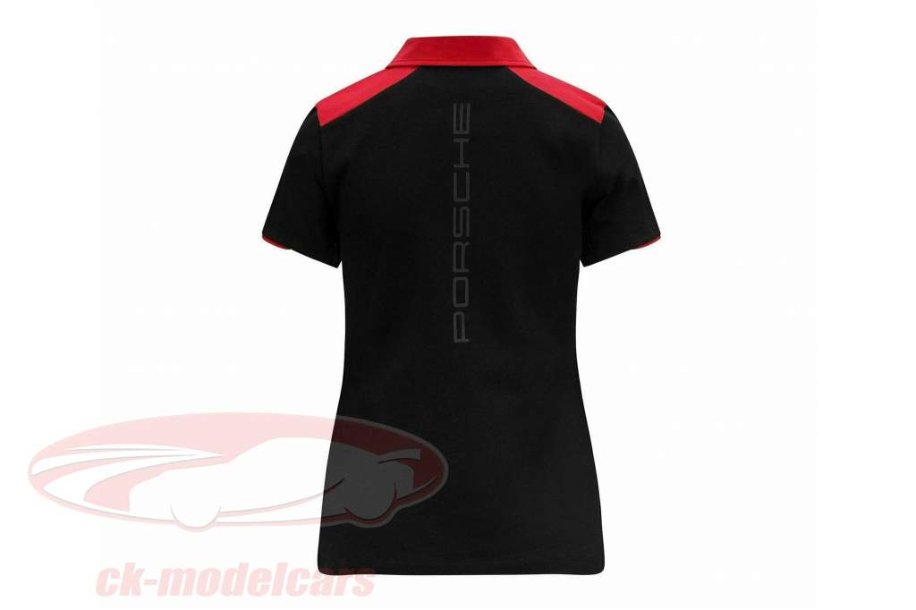 señoras camisa polo Porsche Motorsport negro / rojo