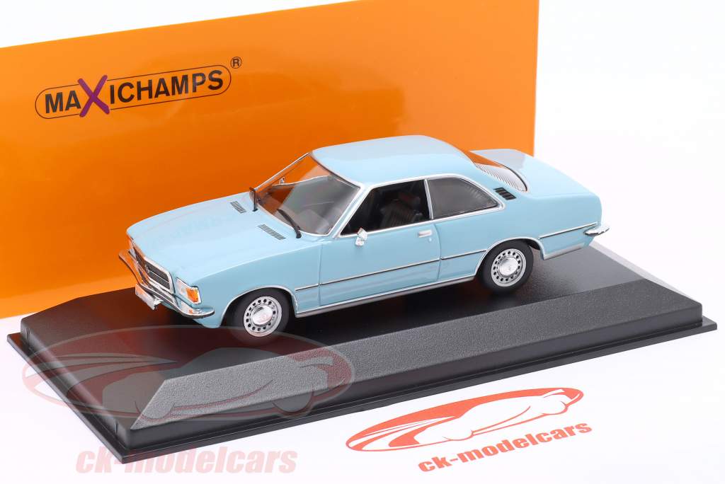 Opel Rekord D Coupe Año de construcción 1975 Azul claro 1:43 Minichamps